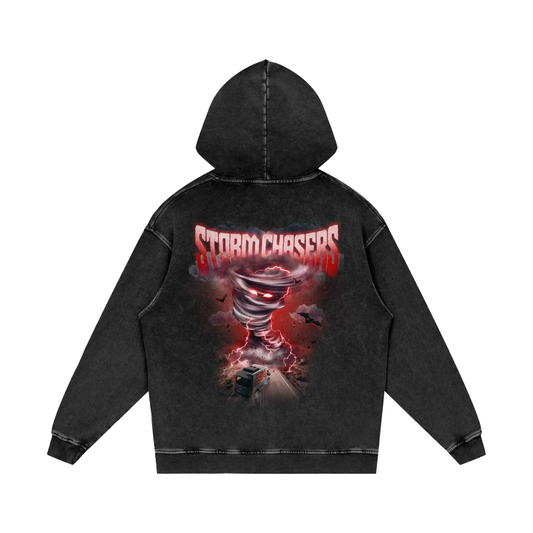 Acid Wash Oversize Hoodie - STORM CHASER DESIGN - NOT EMBROIDERED